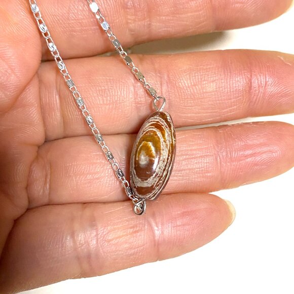 2/$20,Convoluted Jasper Necklace, Genuine Gemstone Bar Pendant & Stainless Chain - Picture 13 of 13